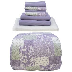 Gold Coast 8 pc Bed in a Bag Wesley Ann Purple Patchwork Comforter Set, Full